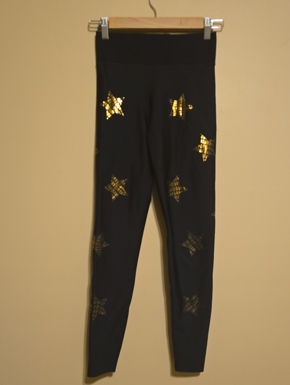 ultracor Black Leggings with Gold Star Accents Women's Size Medium